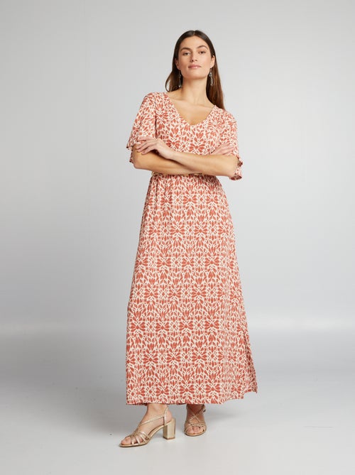 Robe longue maille gaufrée imprimée - Kiabi