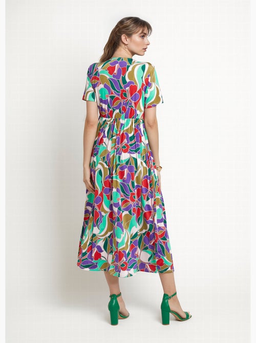 Robe longue manches courtes, fleuri graphique - Afibel - Kiabi
