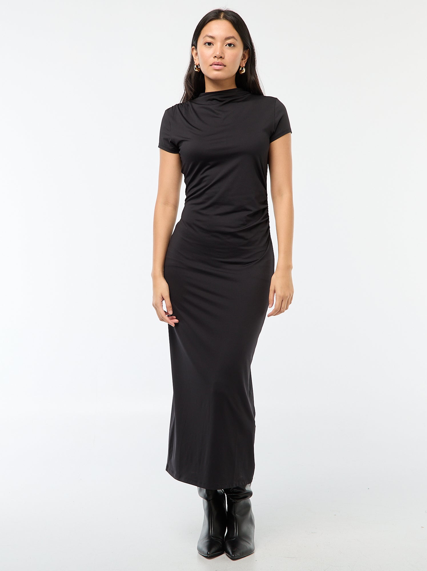 Robe longue manches courtes uni