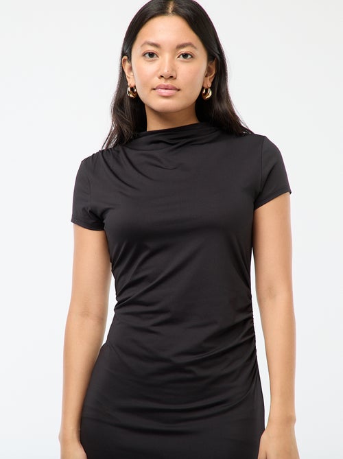 Robe longue manches courtes uni - Kiabi