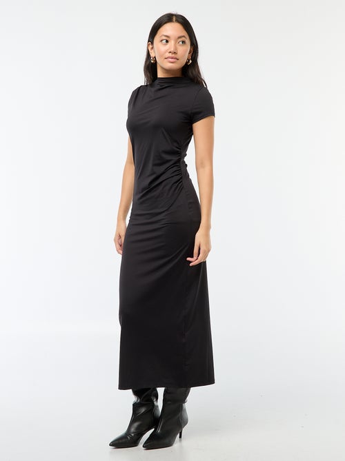 Robe longue manches courtes uni - Kiabi