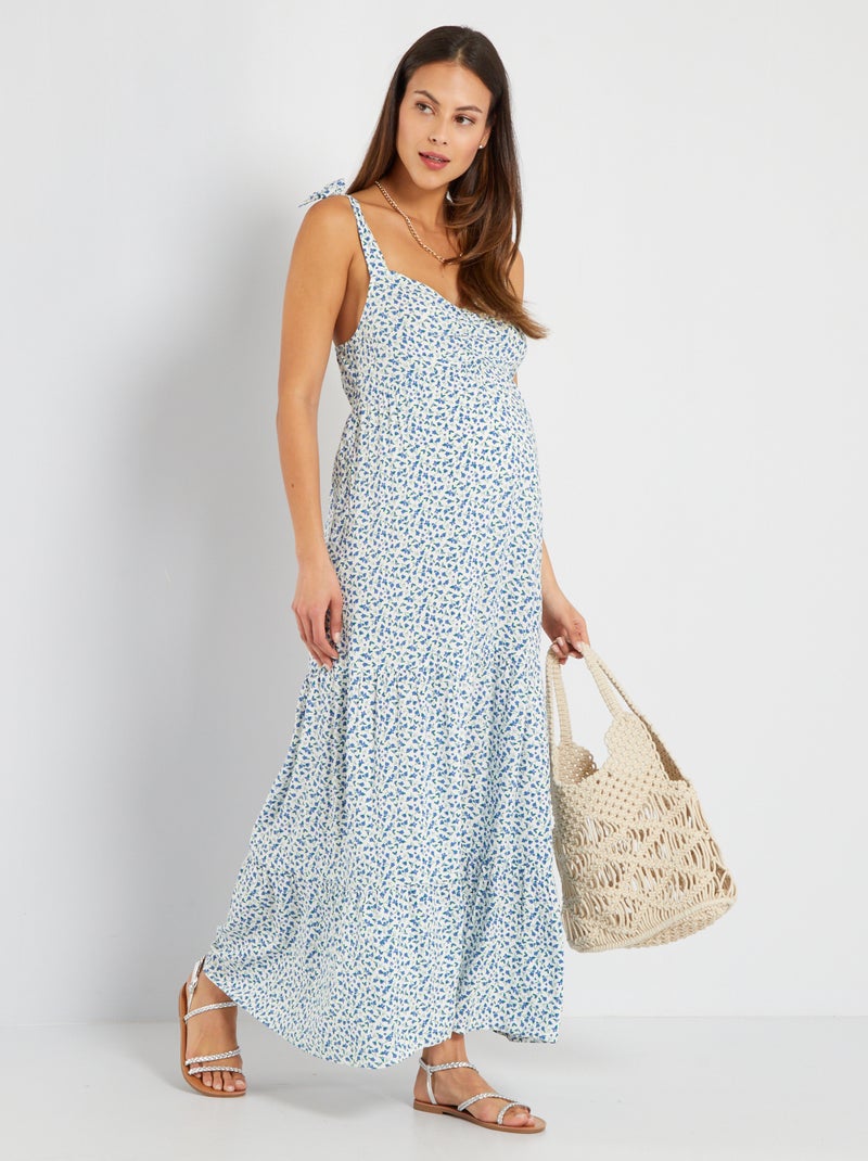 Robe longue maternité Blanc - Kiabi