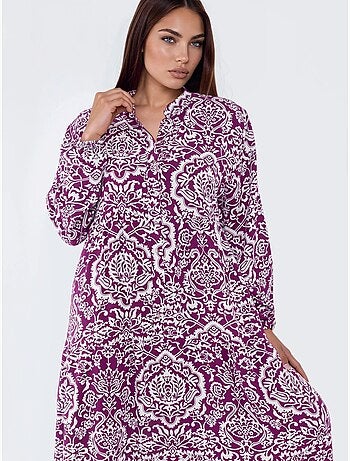 Robe longue maxi à col en v et à motifs, manches longues hiccup