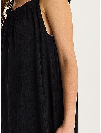 Robe longue midi à col carré et détails volantés lucci