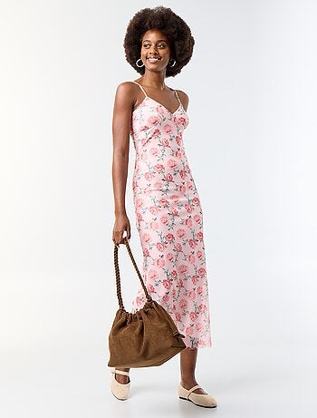 Robe longue motif à 'fleurs'