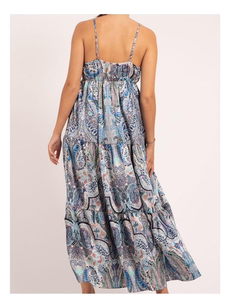 Robe longue motifs IANECK Bleu - Kiabi