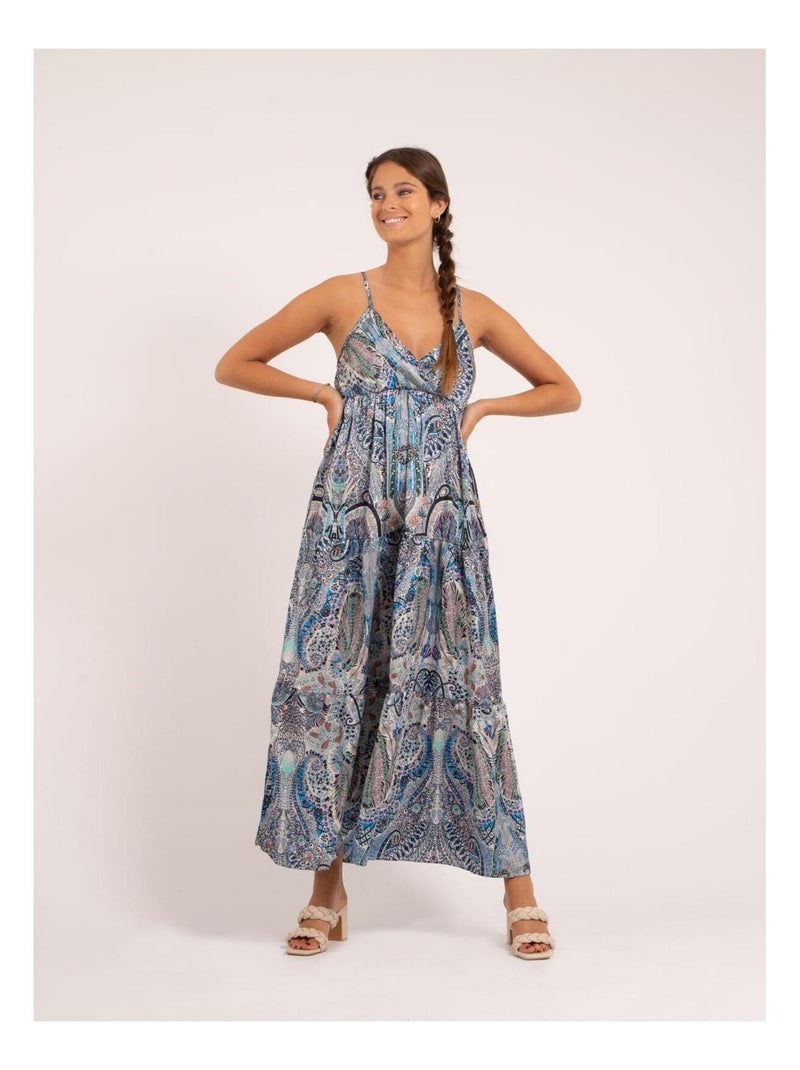 Robe longue motifs IANECK Bleu - Kiabi