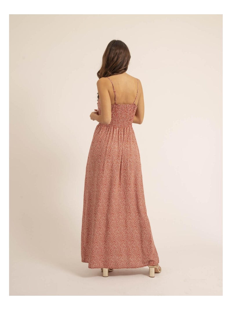 Robe longue motifs IBALMIE Orange corail - Kiabi