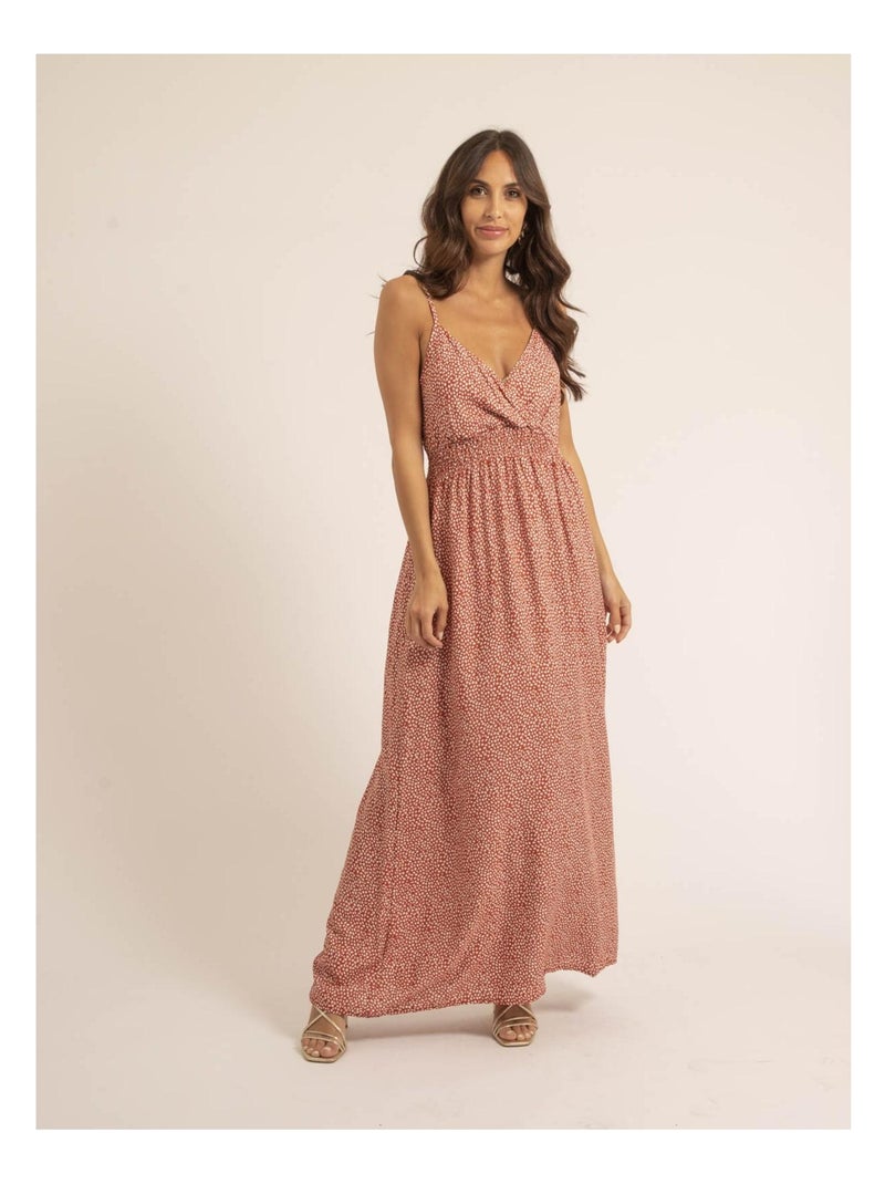 Robe longue motifs IBALMIE Orange corail - Kiabi
