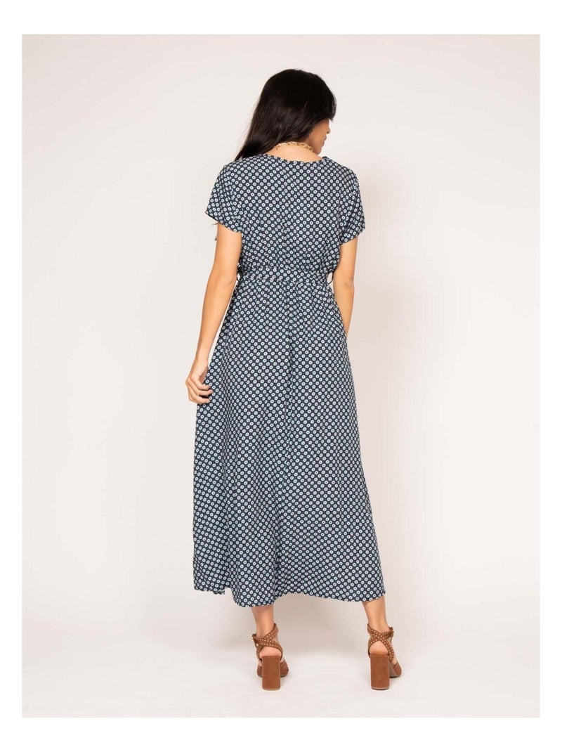 Robe longue motifs ICARE Bleu marine - Kiabi