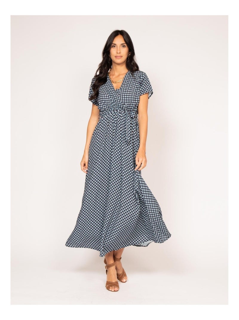 Robe longue motifs ICARE Bleu marine - Kiabi
