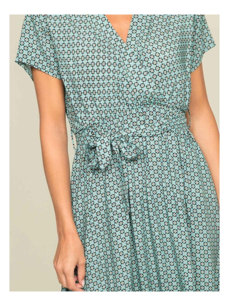 Robe longue motifs ICARE Vert d'eau - Kiabi