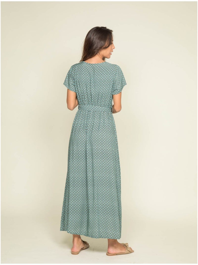 Robe longue motifs ICARE Vert d'eau - Kiabi