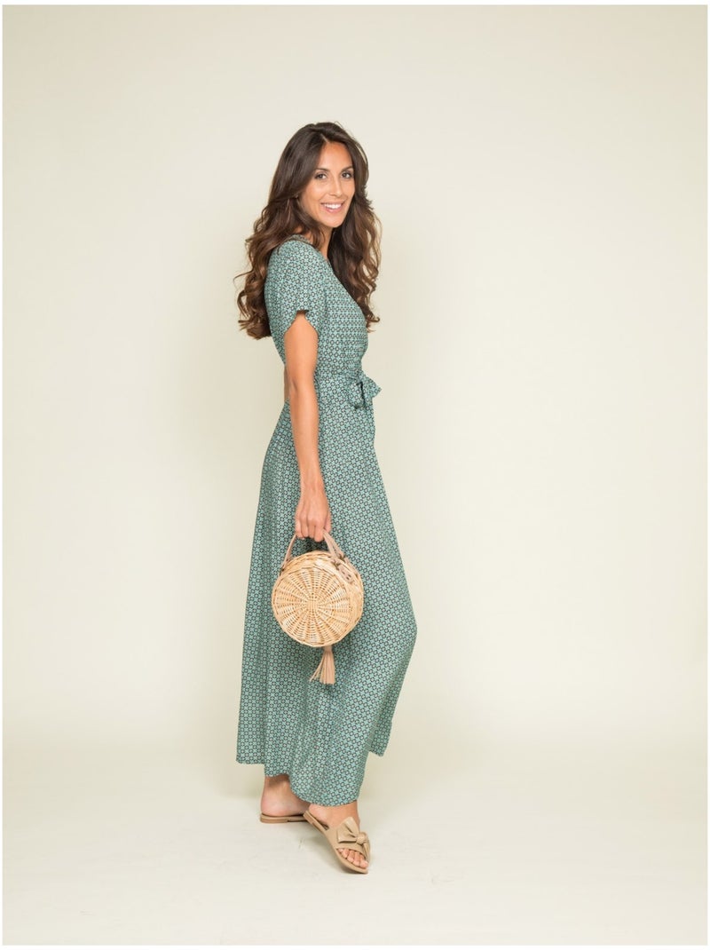 Robe longue motifs ICARE Vert d'eau - Kiabi