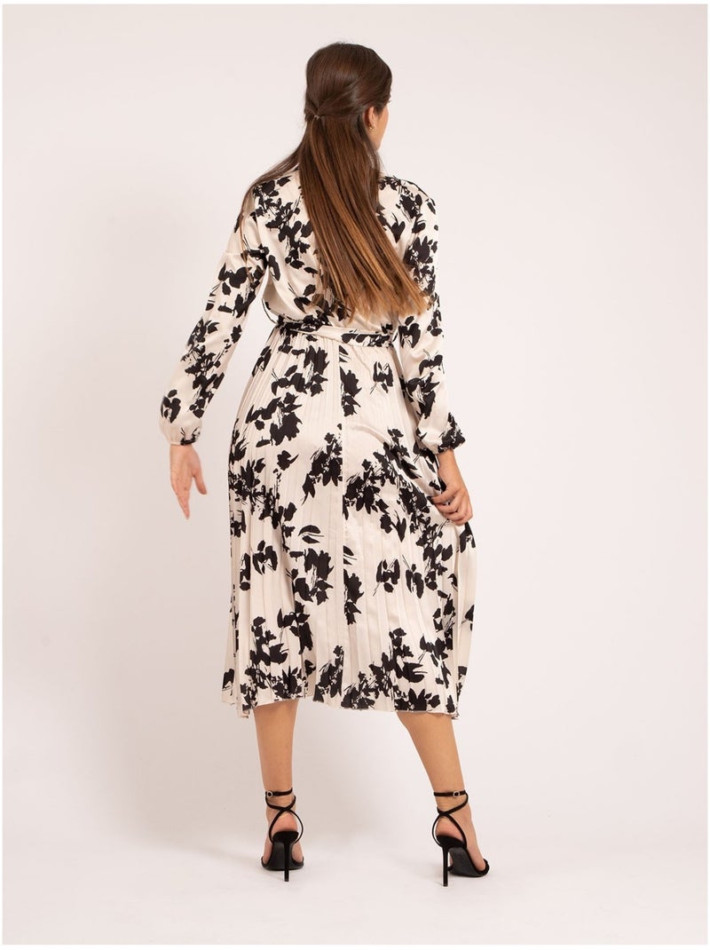 Robe longue motifs ICHELLE Ecru - Kiabi
