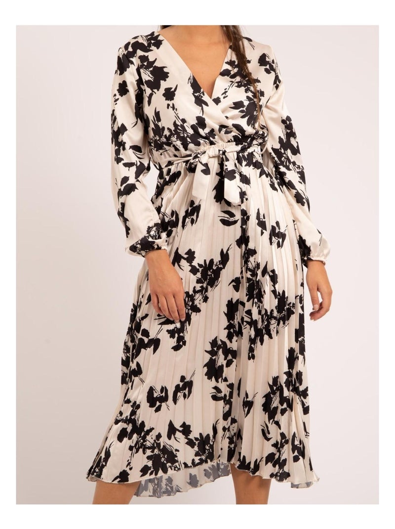Robe longue motifs ICHELLE Ecru - Kiabi