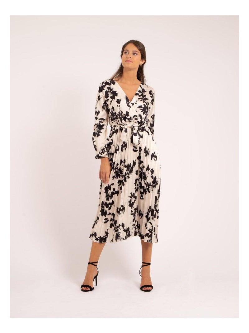 Robe longue motifs ICHELLE Ecru - Kiabi