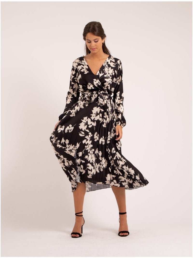 Robe longue motifs ICHELLE Noir - Kiabi