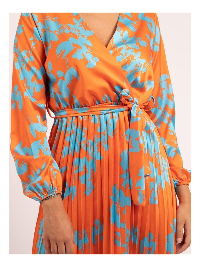 Robe longue motifs ICHELLE Orange - Kiabi
