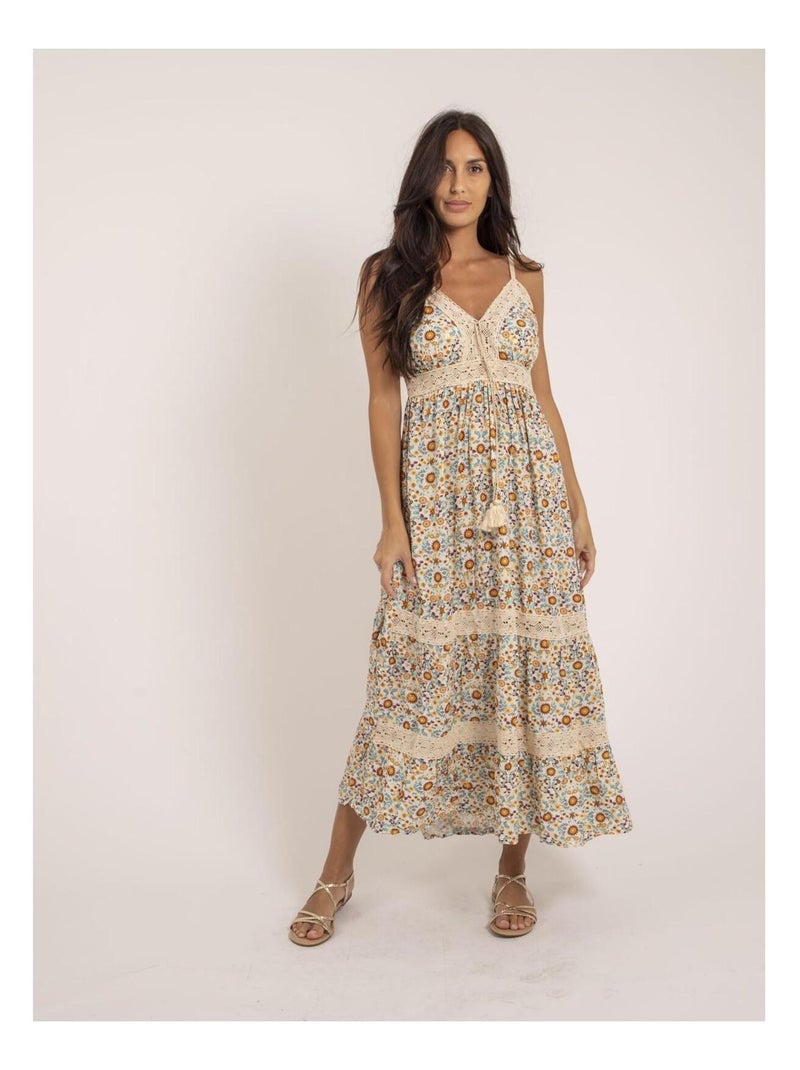 Robe longue motifs ICROCH Beige - Kiabi
