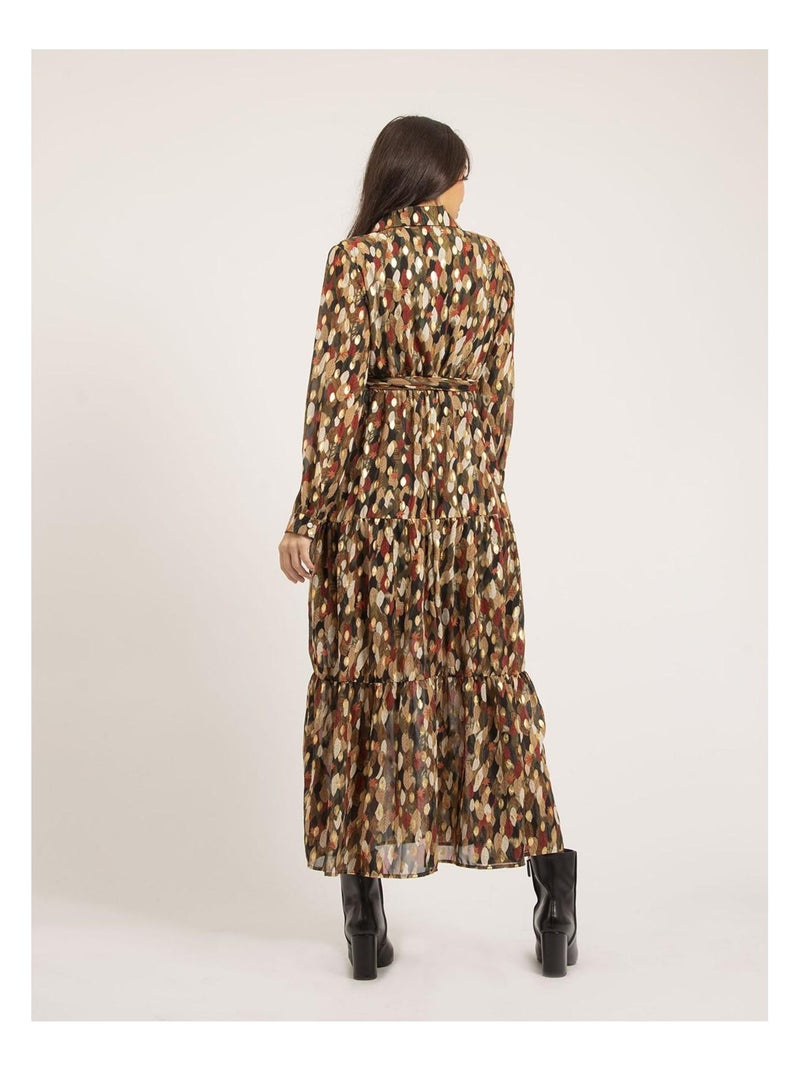 Robe longue motifs IDETTA Kaki - Kiabi