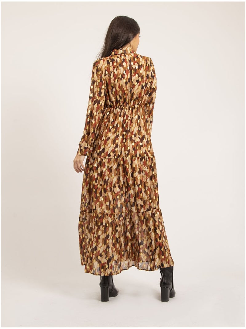 Robe longue motifs IDETTA Marron - Kiabi