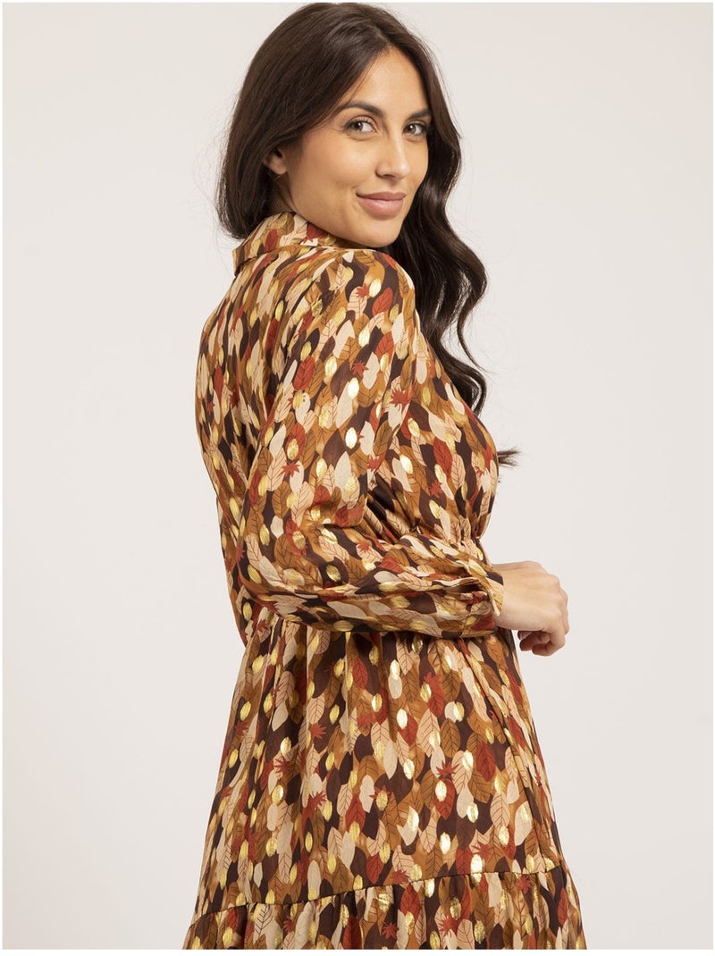 Robe longue motifs IDETTA Marron - Kiabi