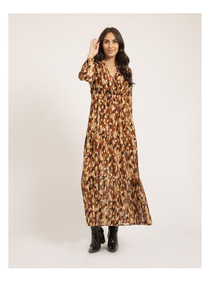 Robe longue motifs IDETTA Marron - Kiabi