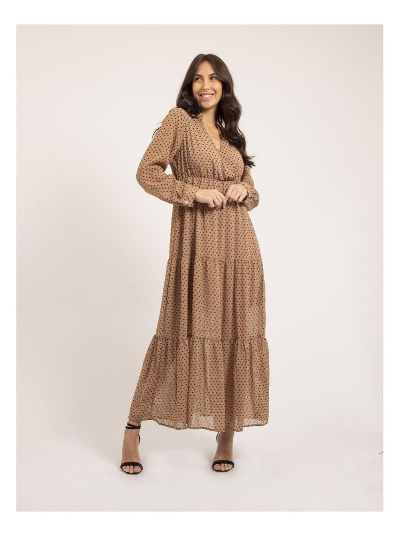 Robe longue motifs IDYANA Beige - Kiabi