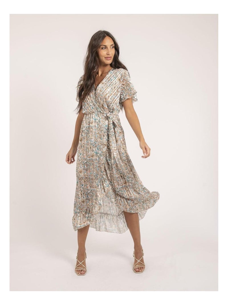 Robe longue motifs IKATTE Beige - Kiabi