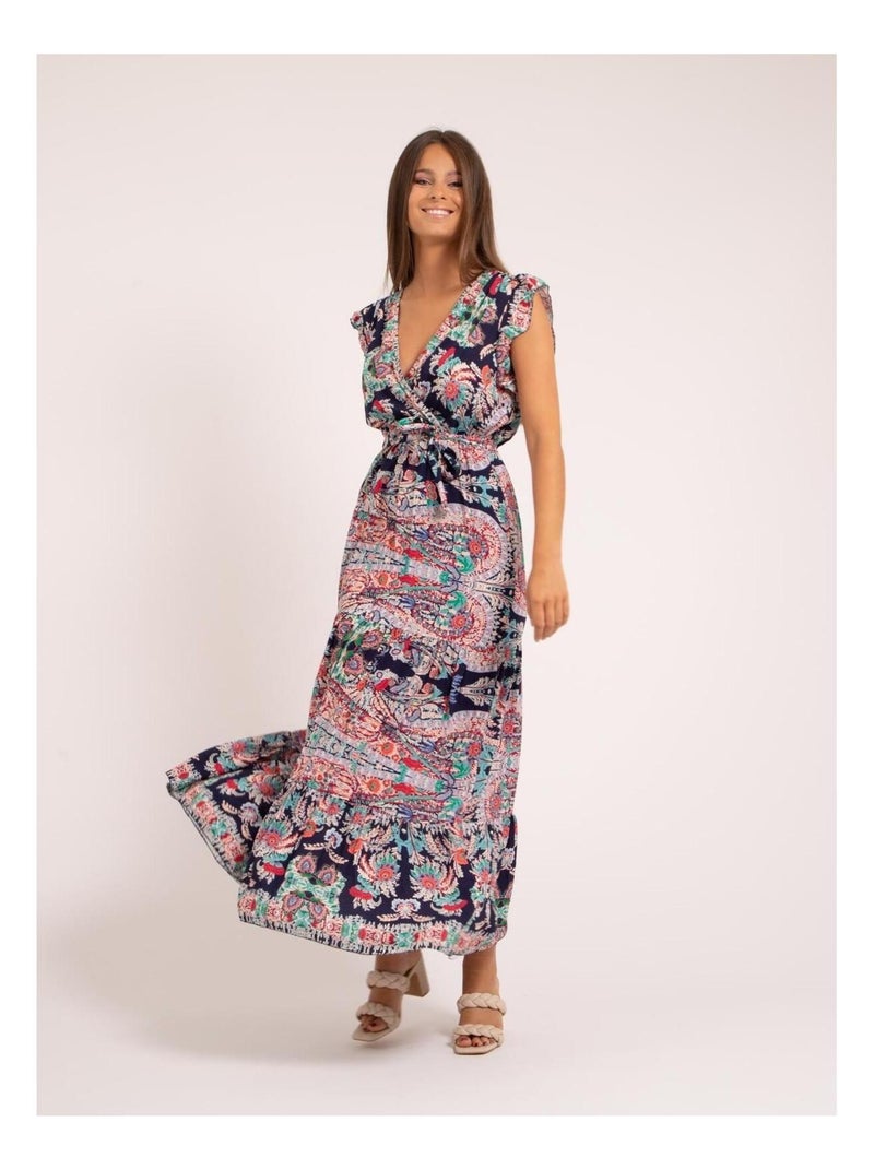 Robe longue motifs ILANIT Bleu marine - Kiabi