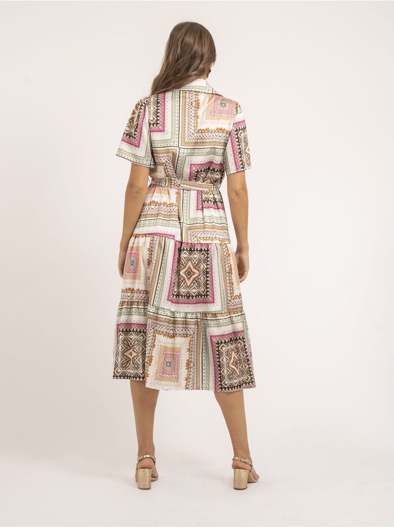 Robe longue motifs ILLUZI Ecru - Kiabi