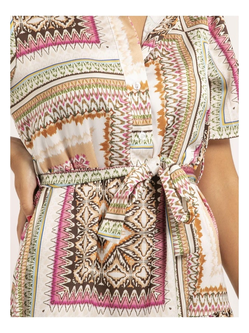 Robe longue motifs ILLUZI Ecru - Kiabi