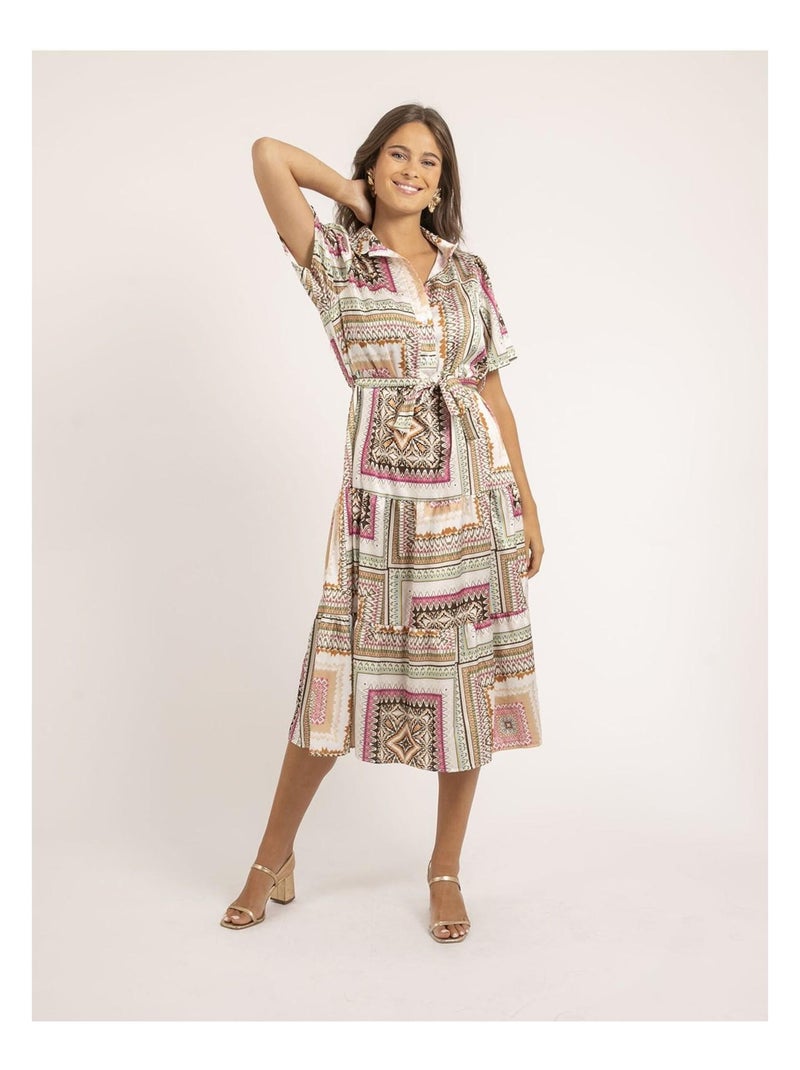 Robe longue motifs ILLUZI Ecru - Kiabi