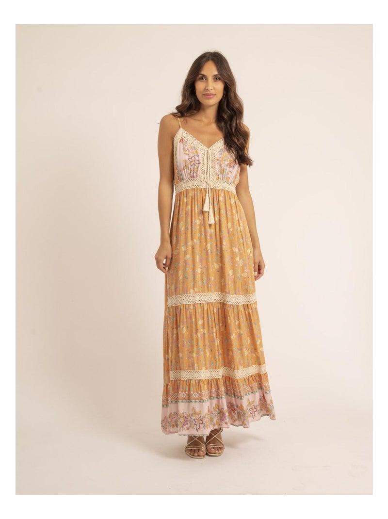 Robe longue motifs IMALIKA Orange - Kiabi