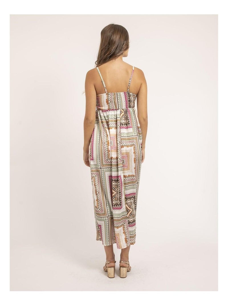 Robe longue motifs IMANI Ecru - Kiabi