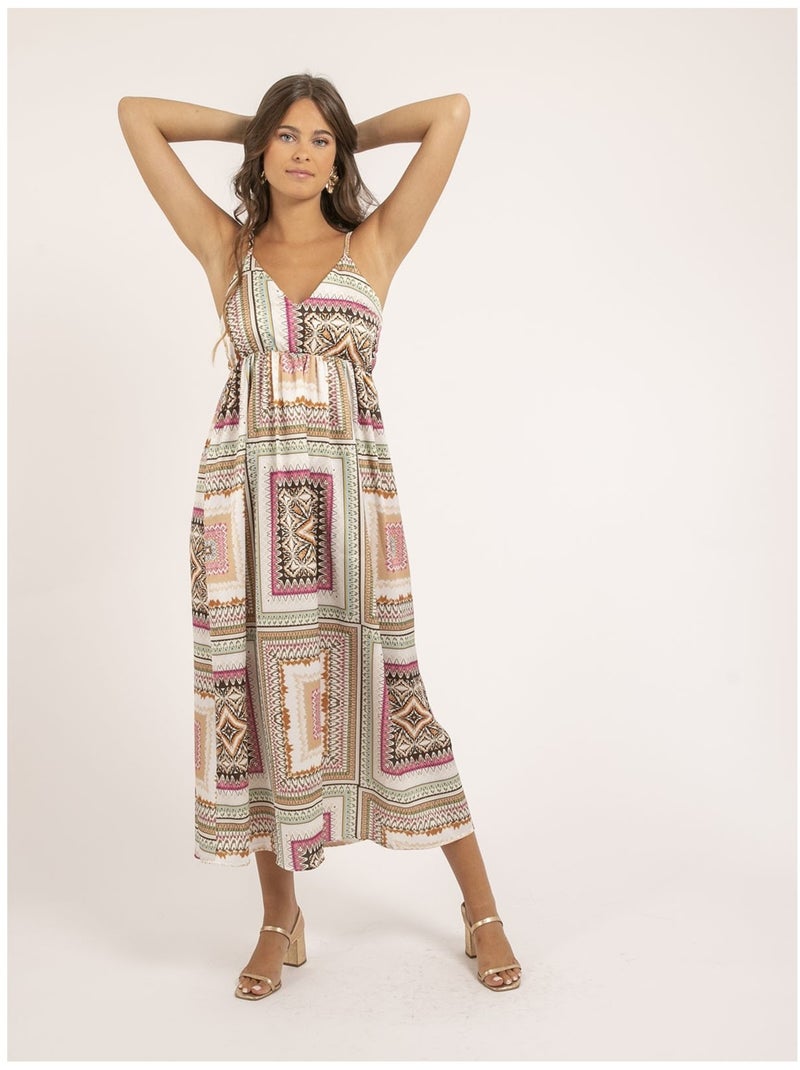 Robe longue motifs IMANI Ecru - Kiabi