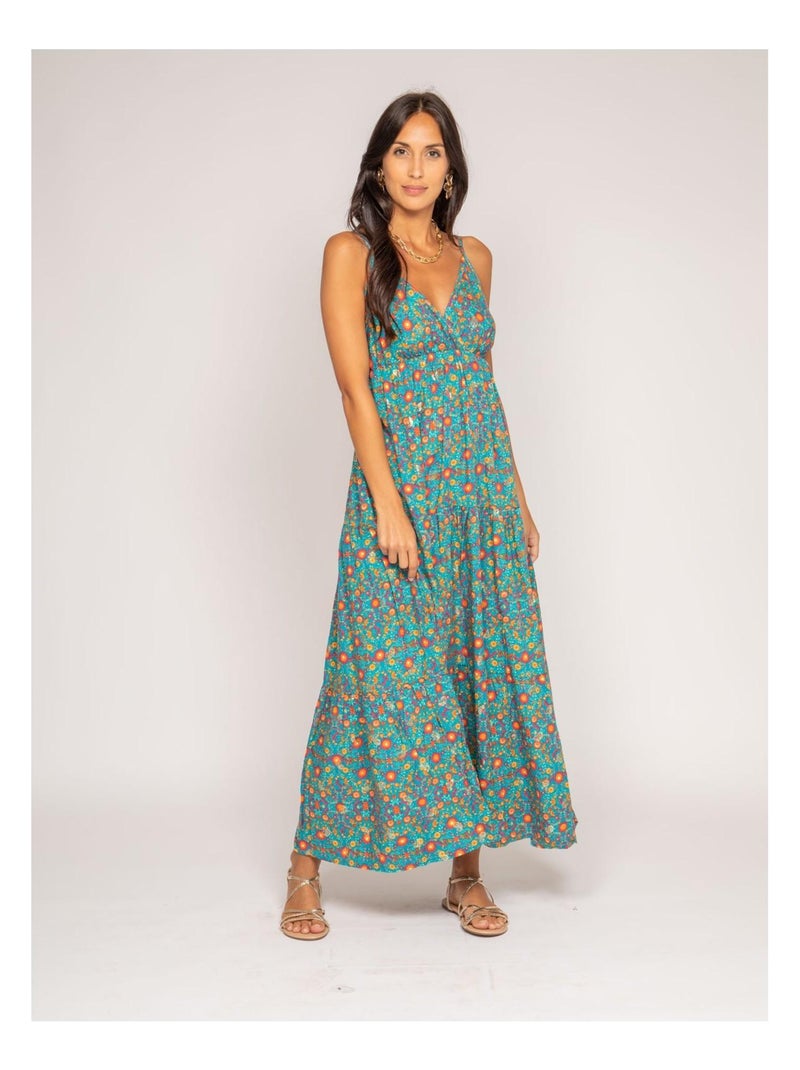 Robe longue motifs IMELLE Bleu - Kiabi