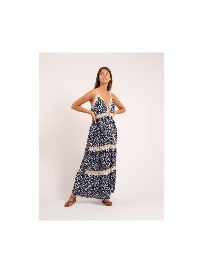 Robe longue motifs INOZEL Bleu marine - Kiabi