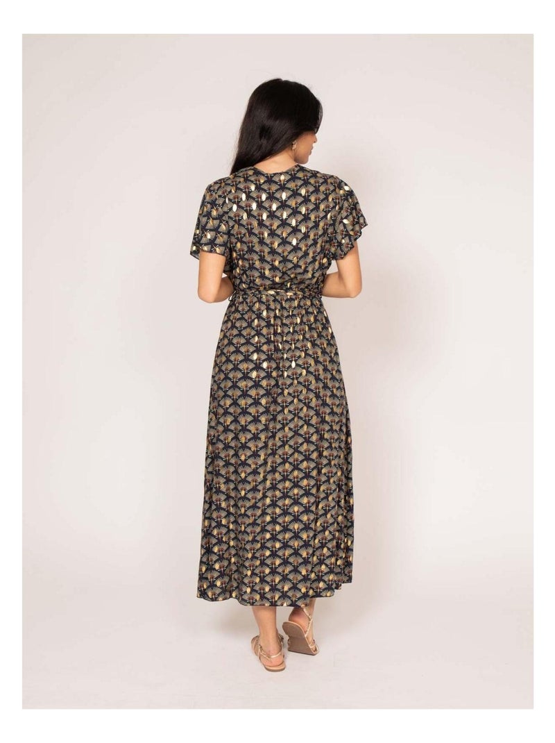 Robe longue motifs IRABO Bleu marine - Kiabi