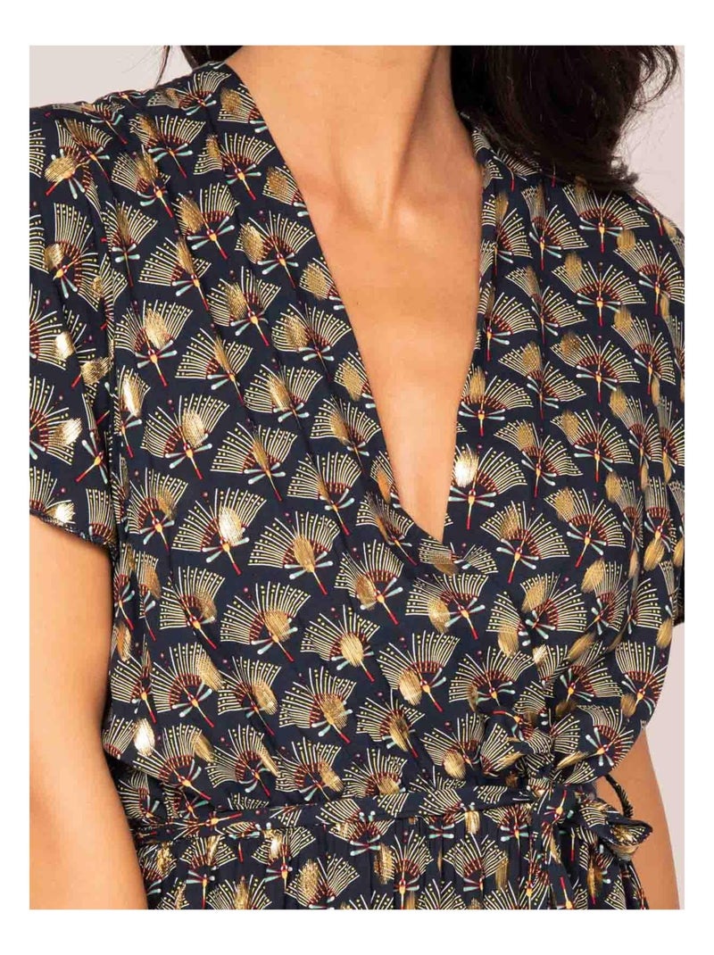 Robe longue motifs IRABO Bleu marine - Kiabi