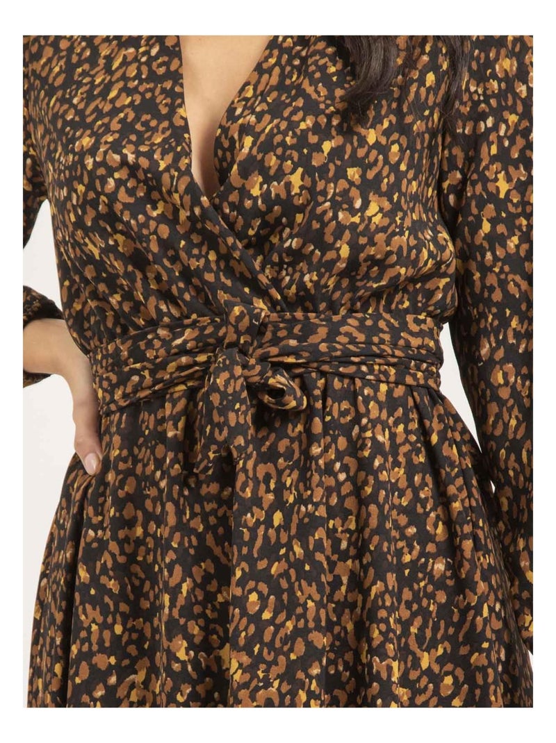 Robe longue motifs ISLAND Marron - Kiabi