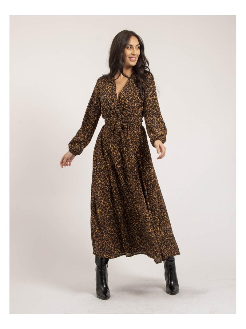 Robe longue motifs ISLAND Marron - Kiabi