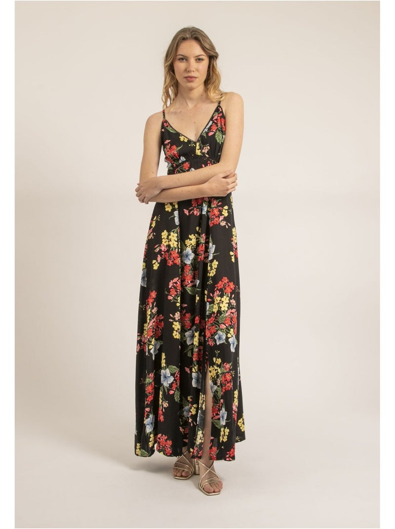 Robe longue motifs ITALIKA Noir - Kiabi