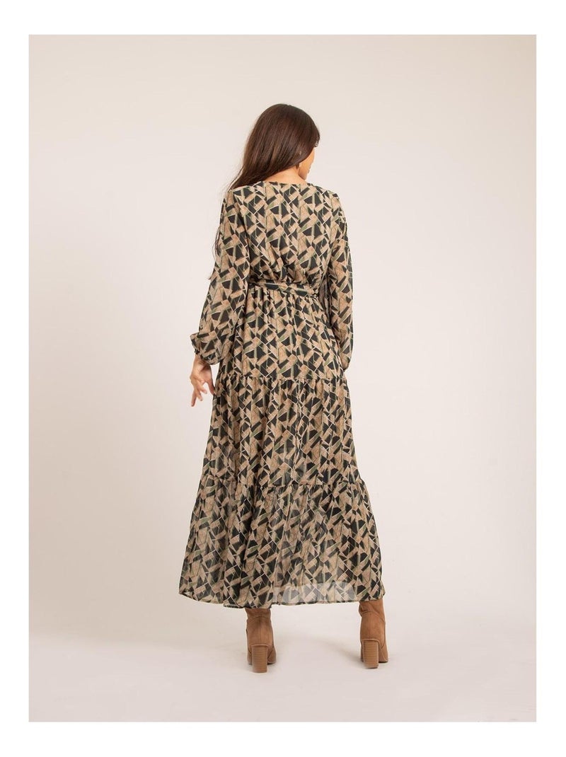 Robe longue motifs IVINA Vert - Kiabi