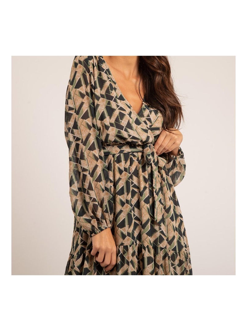 Robe longue motifs IVINA Vert - Kiabi