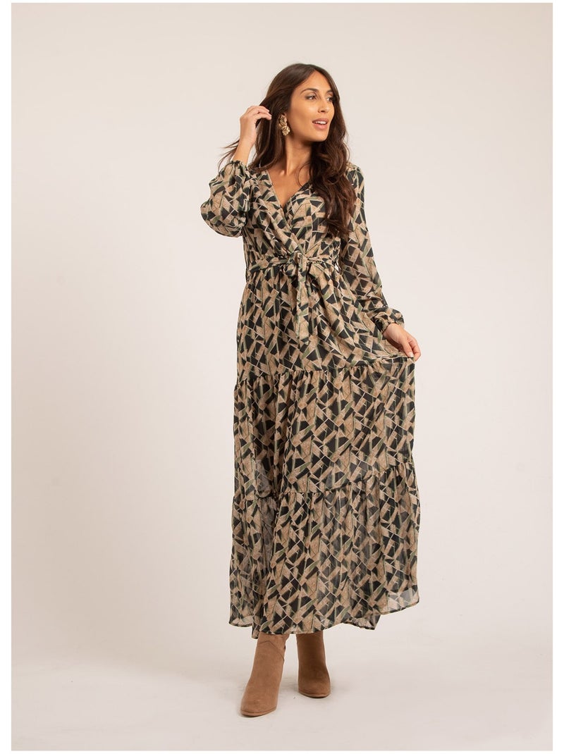 Robe longue motifs IVINA Vert - Kiabi