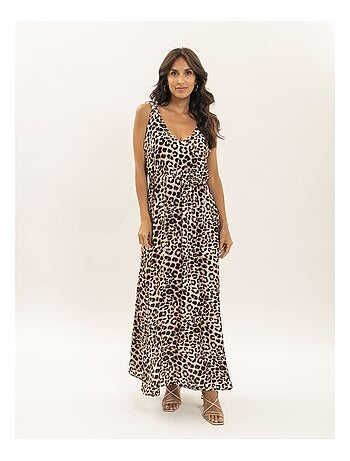Robe longue motifs léopard ISSIMA