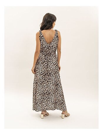 Robe longue motifs léopard ISSIMA