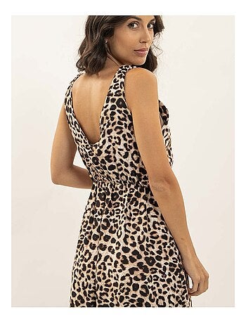 Robe longue motifs léopard ISSIMA